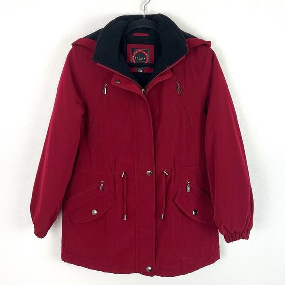 Giacca Women’s Coat Jacket Winter Hood Country Western Red Small Petite - Picture 1 of 11